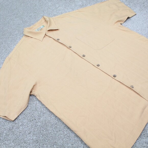 Tommy Bahama Camp Shirt Mens Large Loop Collar Orange 100% Silk S/S Hawaiian - Picture 5 of 10